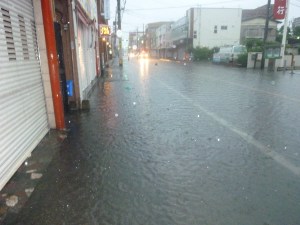 糸島市内の冠水時の状況