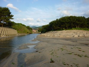 河口が開口された現場
