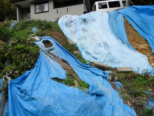 自宅前の法面崩壊状況