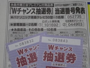 昨年発行されたプレミアム商品券にはＷチャンスが
